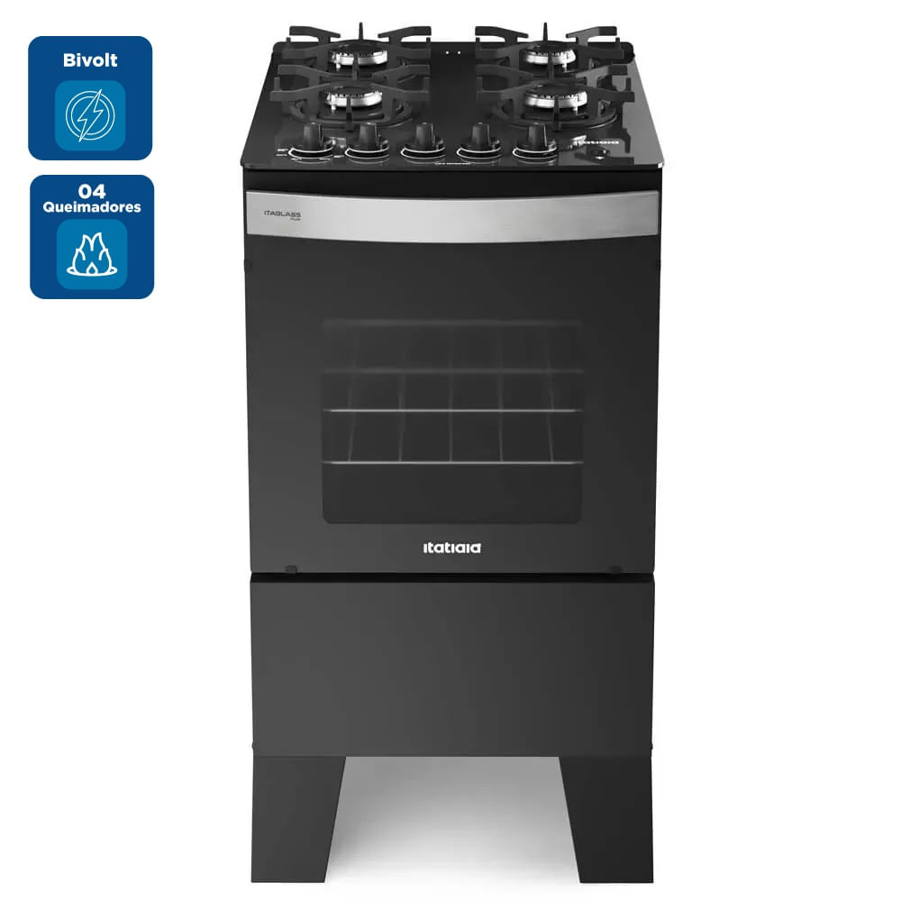 Fogão Itatiaia 4 Bocas Itaglass Plus Preto – Bivolt - Imagem 2